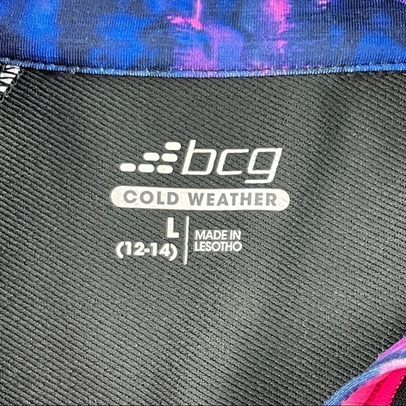 BCG Cold Weather Tshirt Girls Large 12-14 Black Blue Pink Quarter Zip Mock Neck - Picture 2 of 7